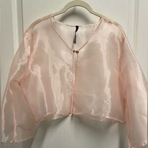 LIV LOS ANGELES Blush Pink Sheer Organza Bolero Blouse Size L/XL
